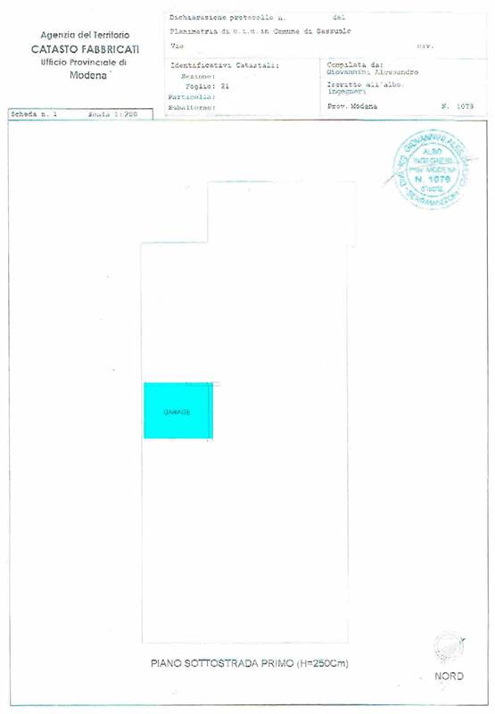 Pianta Catastale Garage Evidenziata